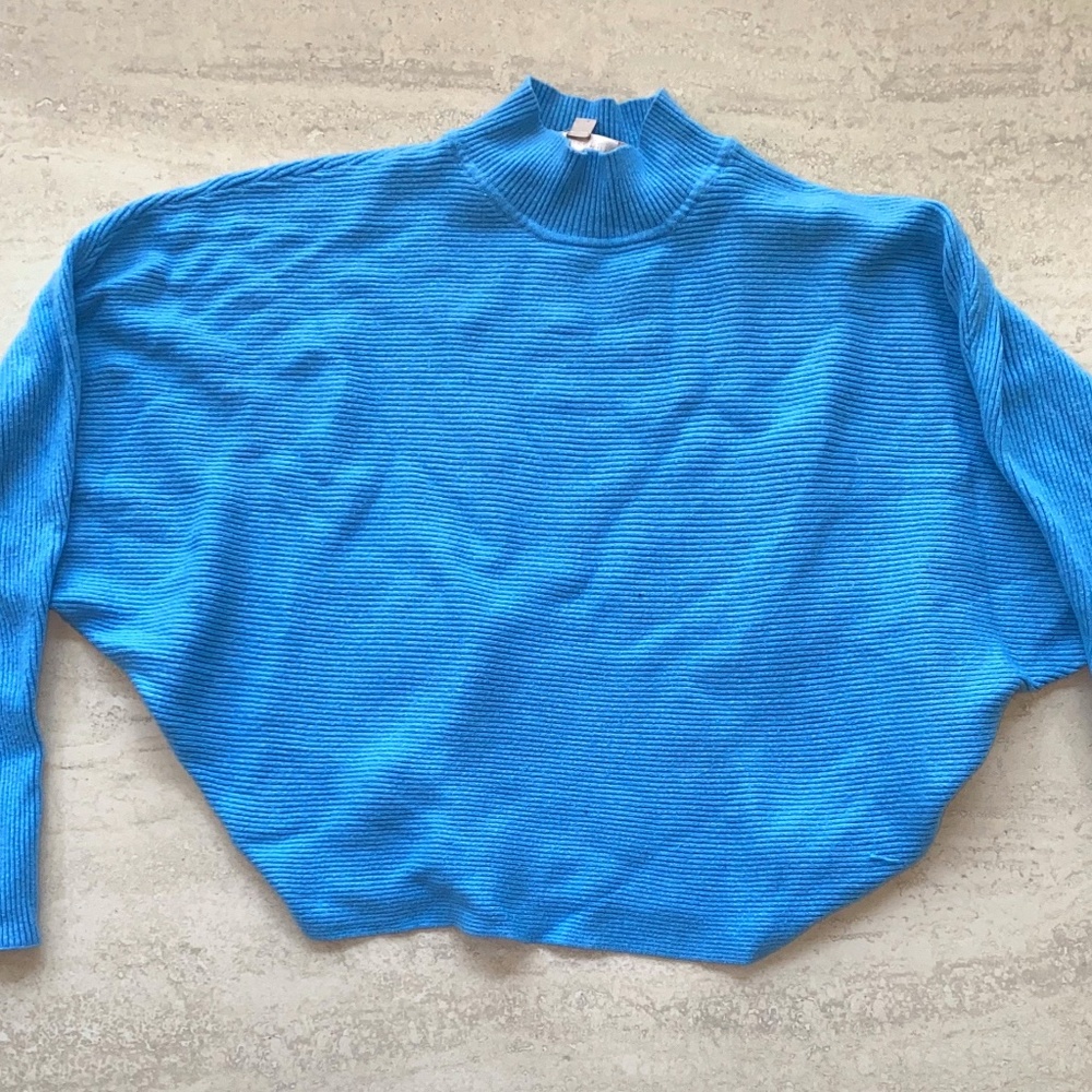 Philosophy Light Blue Ribbed Mock Neck Sweater Top